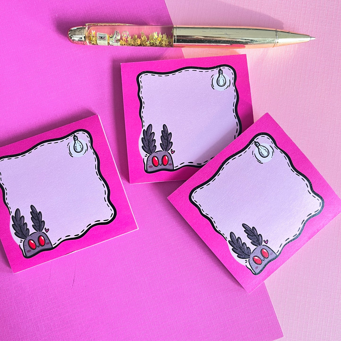 Mothman Pink Post It Sticky Notes