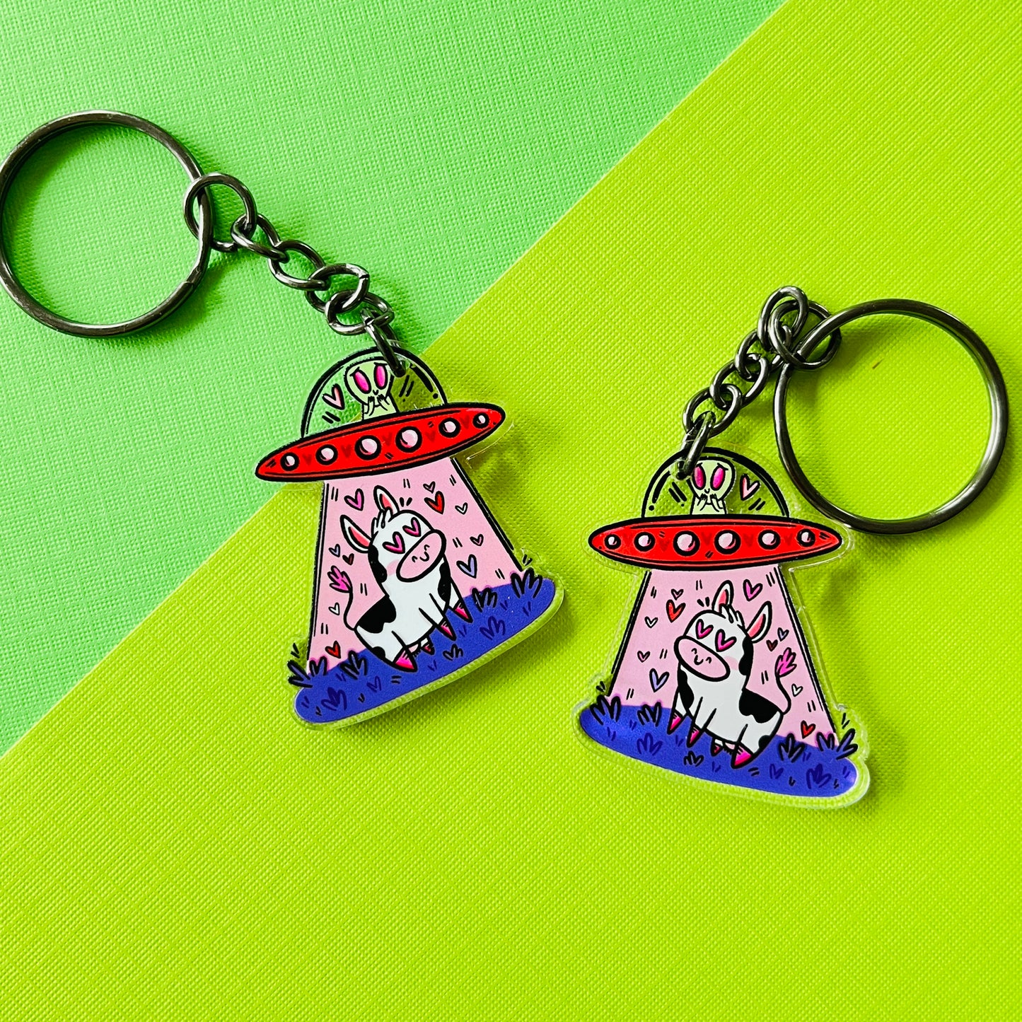 UFO LOVE Double Sided Acrylic Keychain