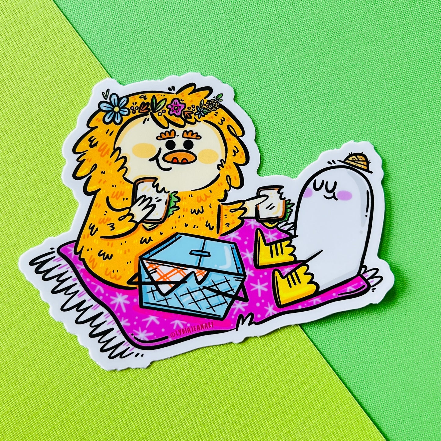 Bigfoot & Fresno Nightcrawler Springtime Cryptid Jumbo 4" Vinyl Sticker