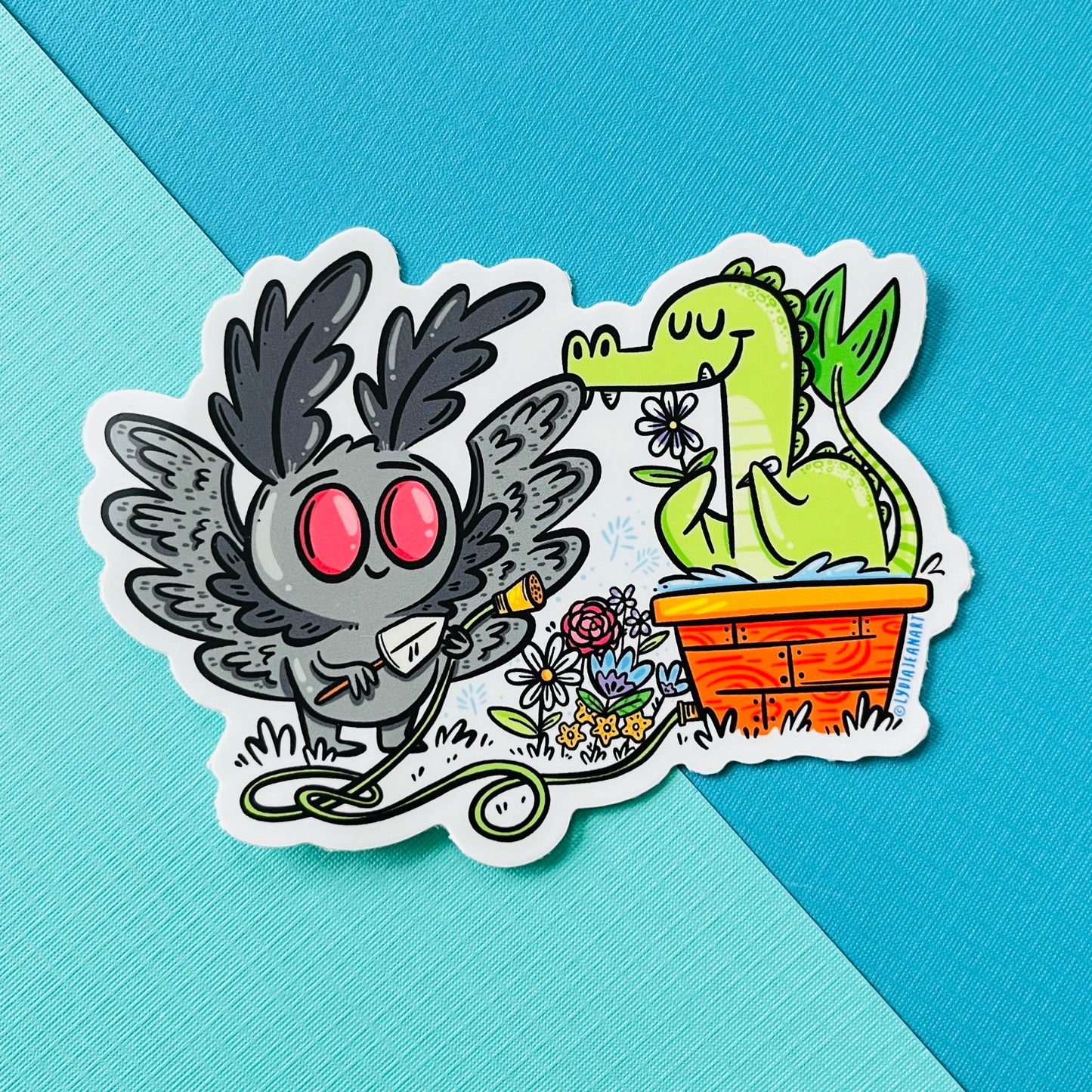 Mothman & Nessie Springtime Cryptid Jumbo 4" Vinyl Sticker