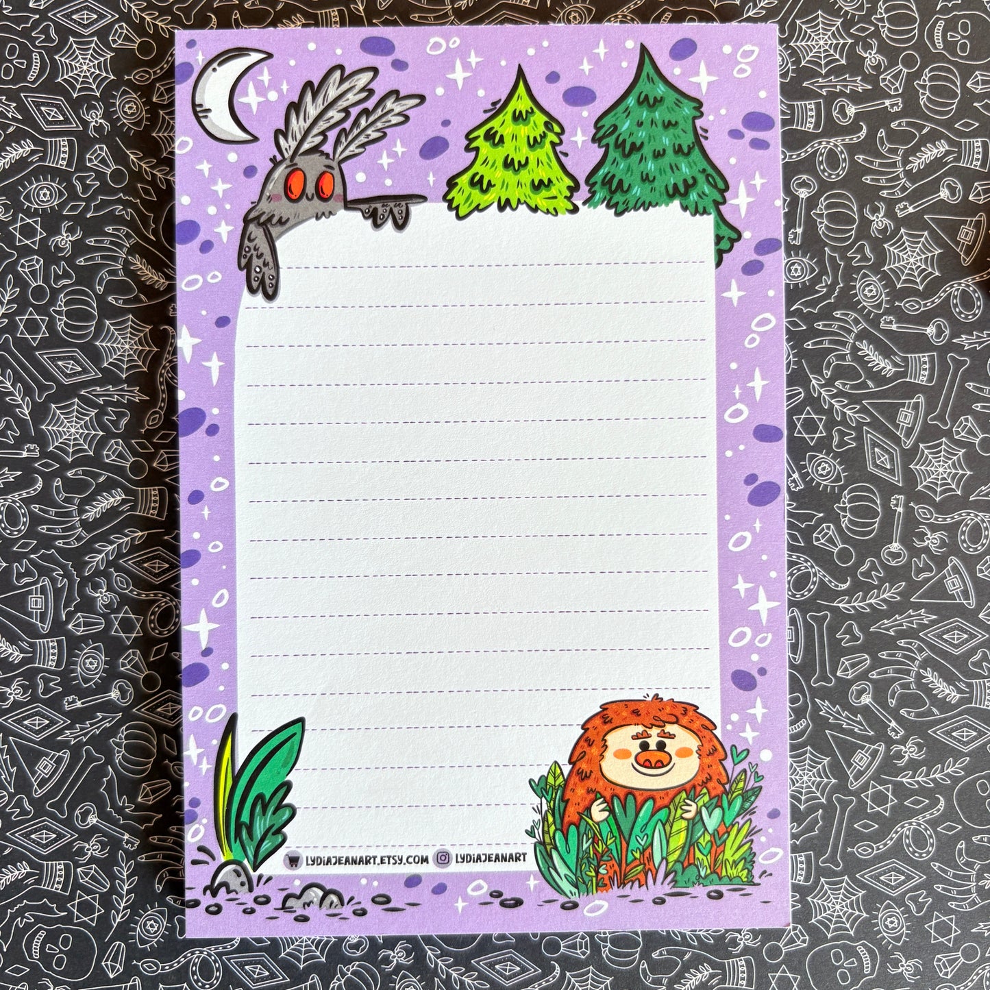 Cute Cryptid Notepad "Mothman & Bigfoot"