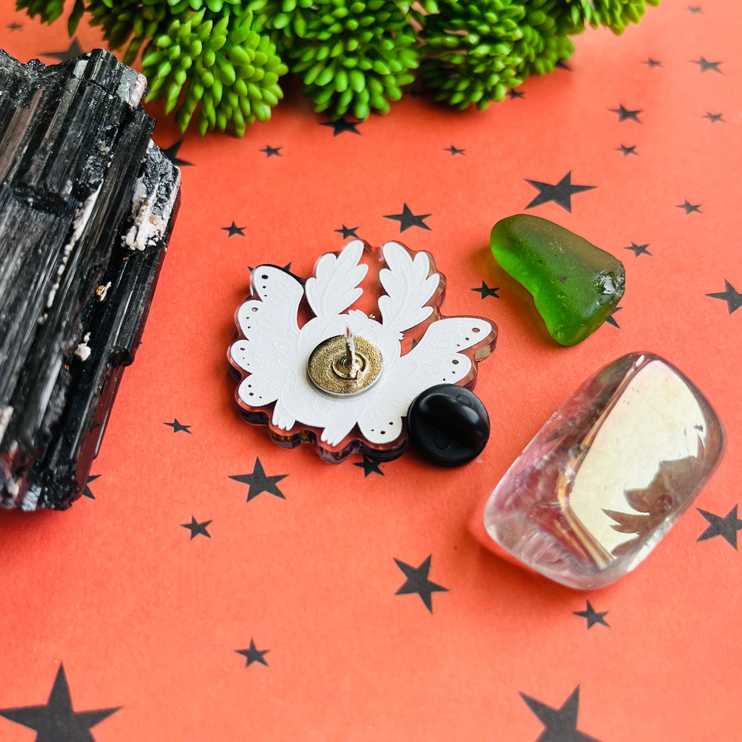 Mothman & Pet Moth Acrylic Pin