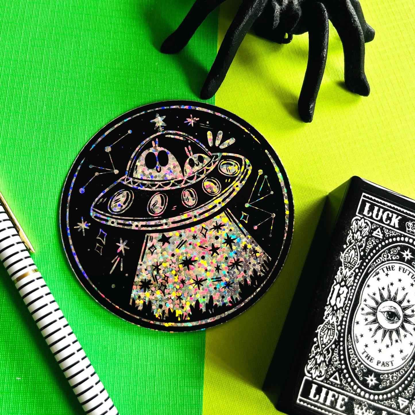 Glittery UFO Vinyl Sticker