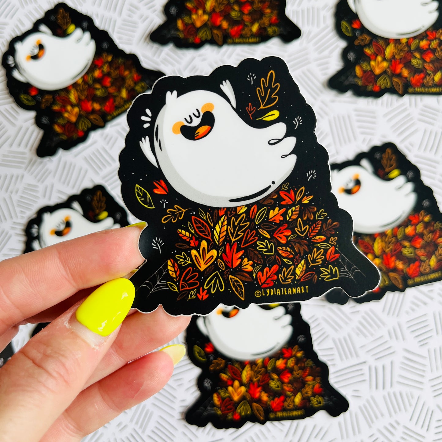 Leaf Pile Ghostie Vinyl Sticker