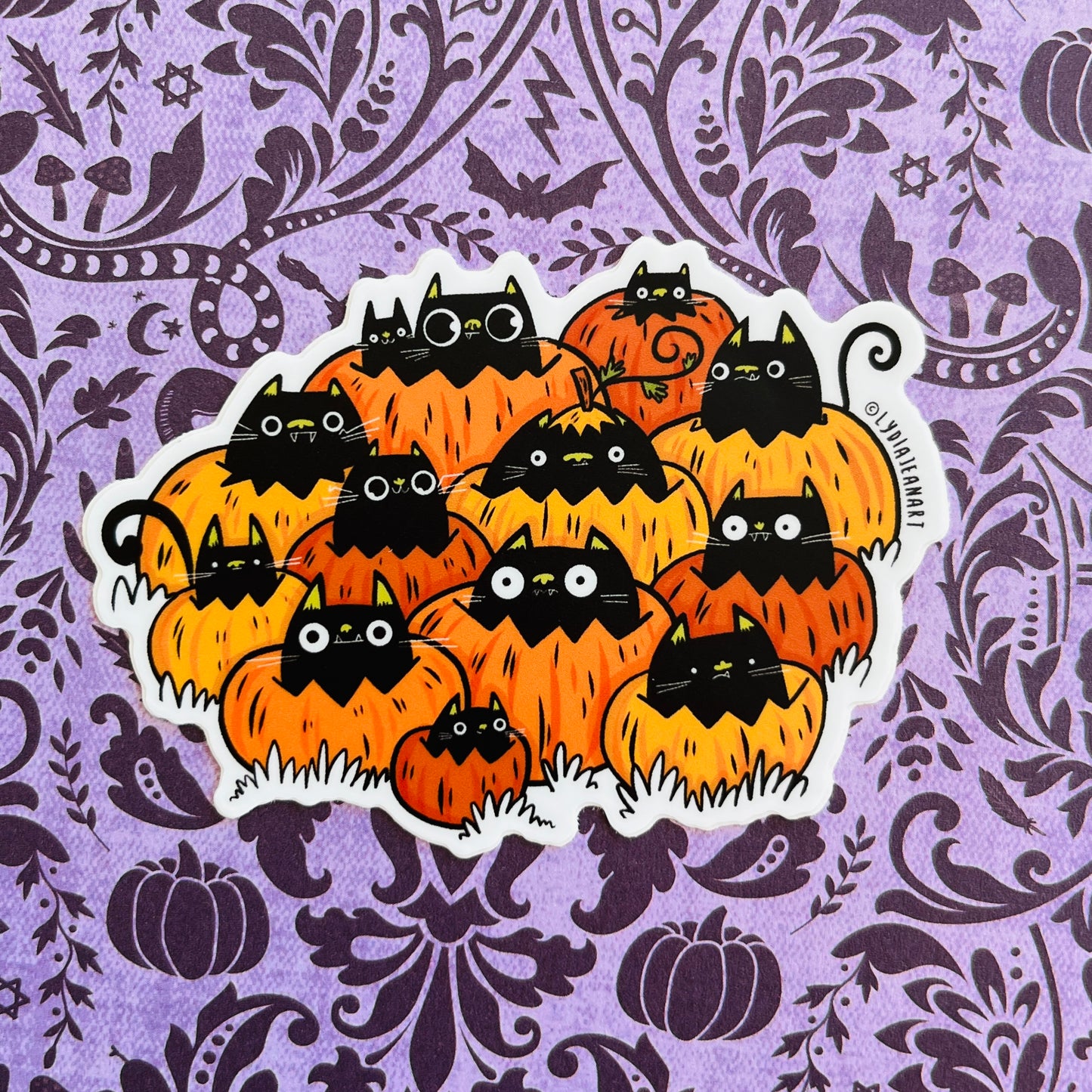 Pumpkin Pile Kitties Vinyl Sticker