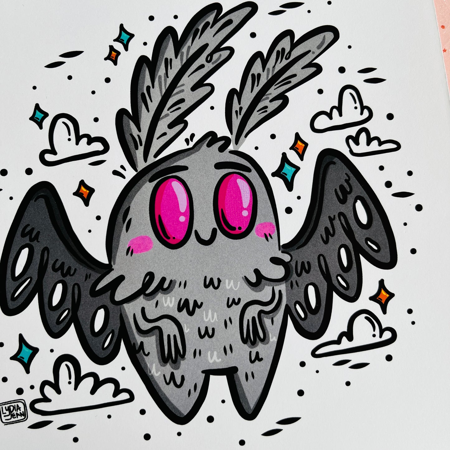 "Mothman in the Sky with Diamonds" Art Print