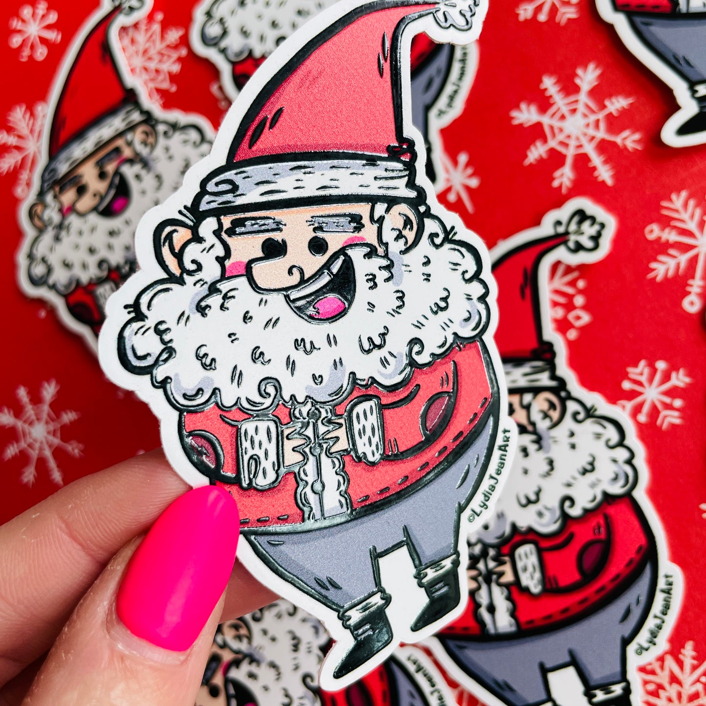 Jolly Santa Raised Printing Vinyl Sticker