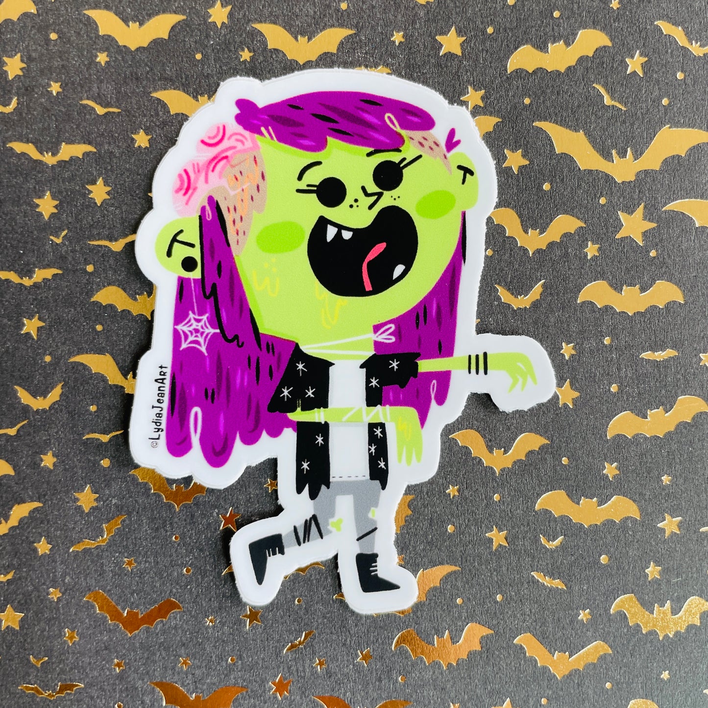 Zombie Rocker Gal Vinyl Sticker