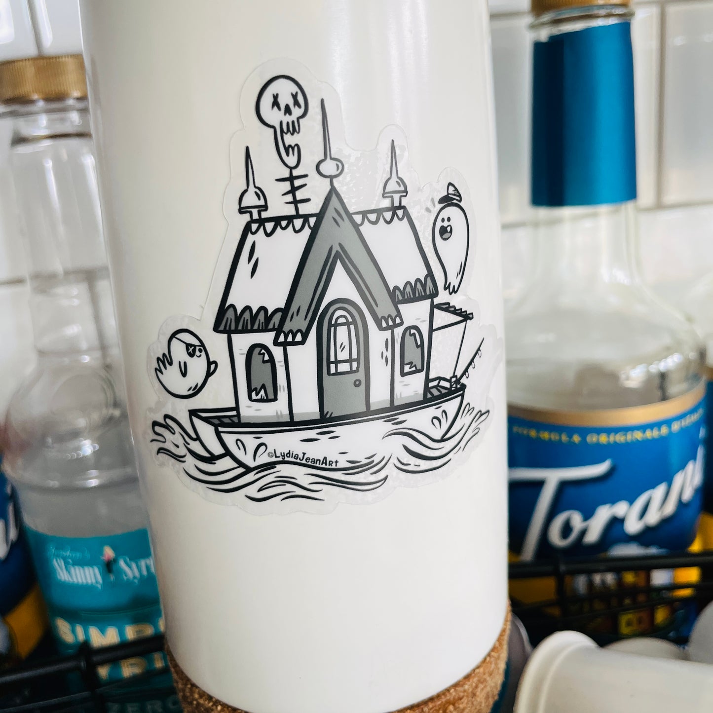 Ghost Houseboat Transparent Vinyl Sticker