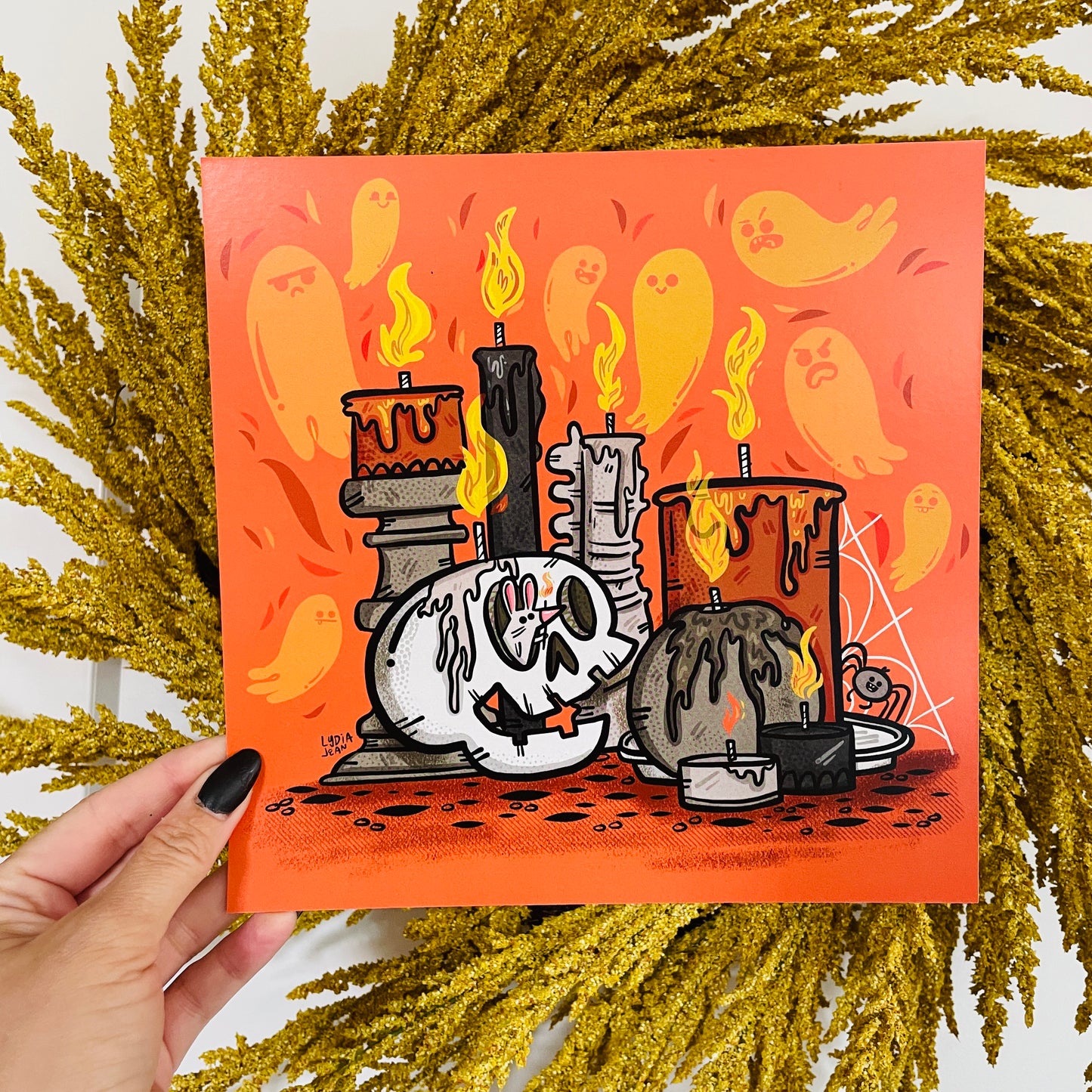 Spooky Candle Mantle Art Print