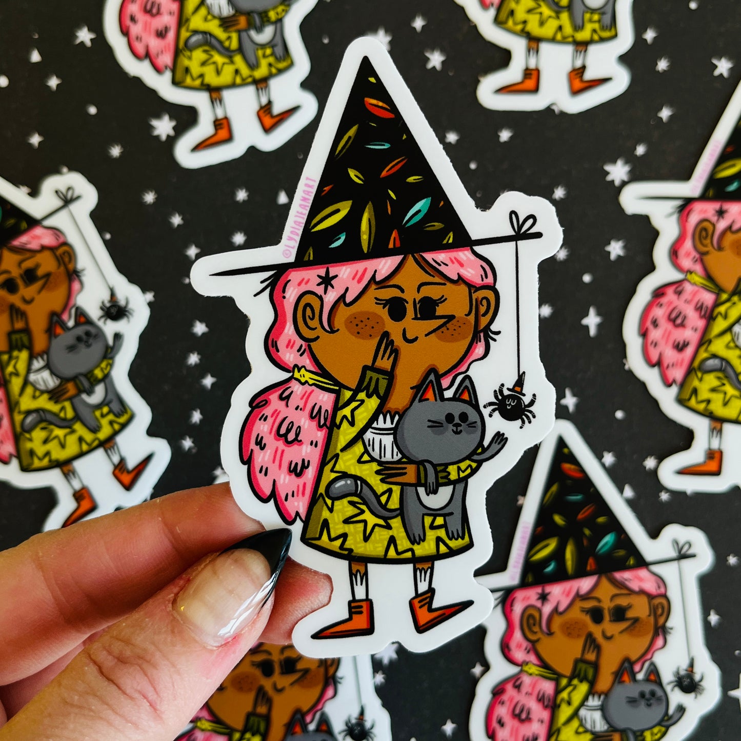 Witch & Pet Kitty Vinyl Sticker