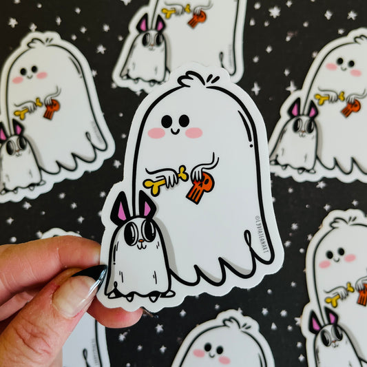 Ghost & Pet Pup Vinyl Sticker