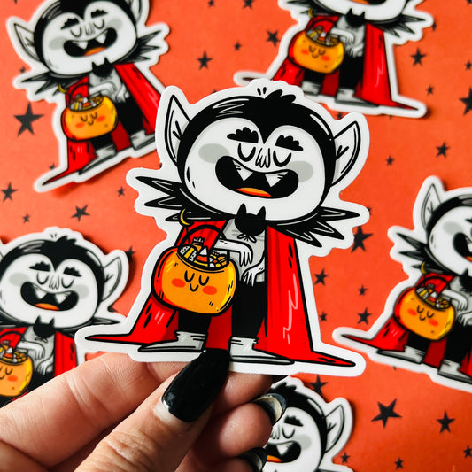 Vampire Trick or Treater Vinyl Sticker