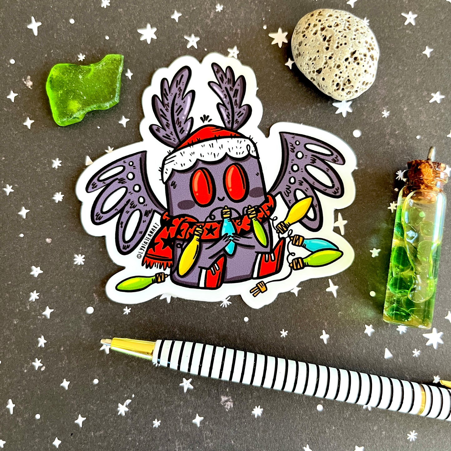 Festive Mothman Vinyl Sticker