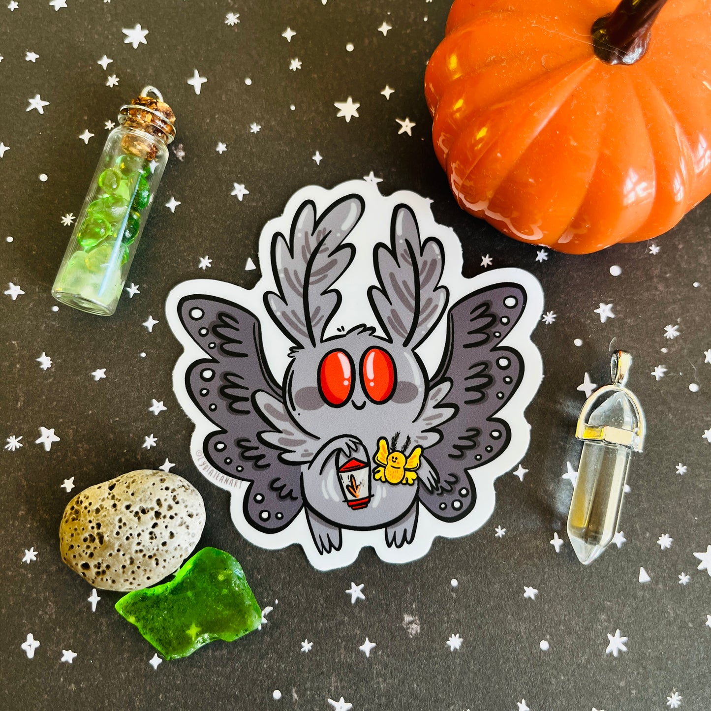 Mothman & Pet Moth Vinyl Sticker