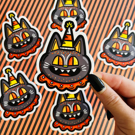 Clown Cat Vinyl Sticker