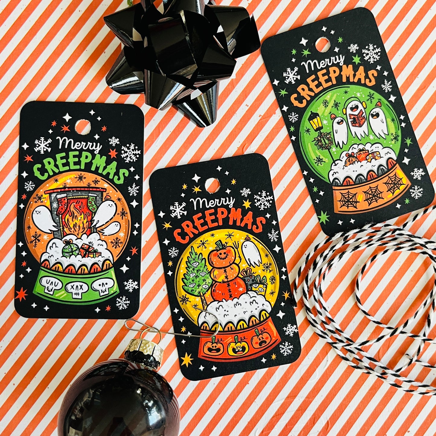 Creepmas Snow Globe Gift Tags