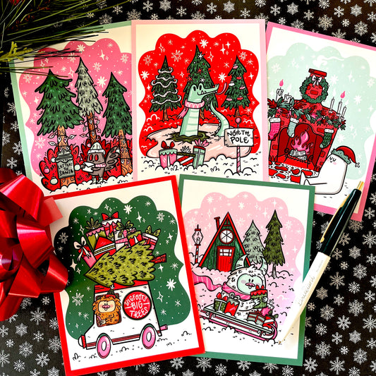 Cryptid Christmas Postcard Set