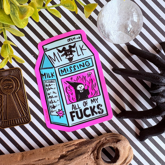 Spooky Milk Container Sticker - All Out Of F*cks