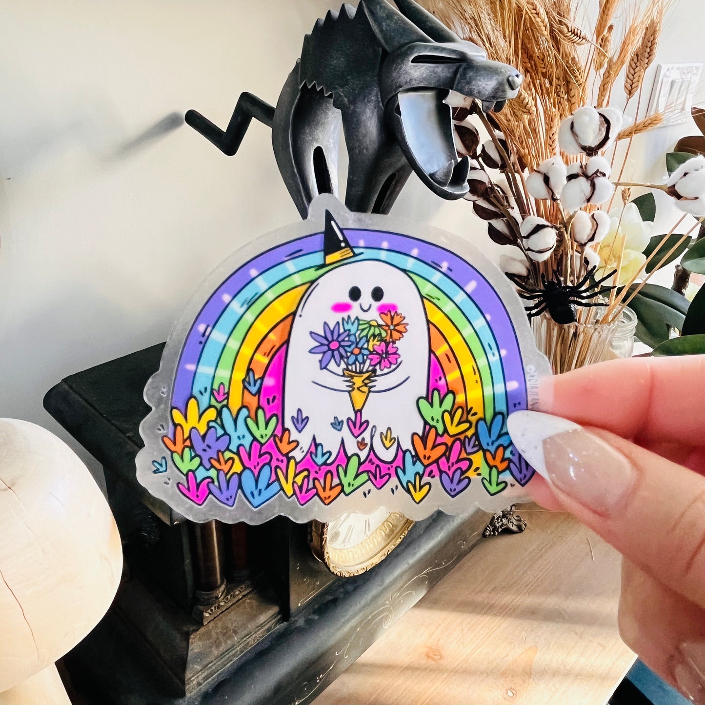 Transparent Rainbow Ghost Vinyl Sticker