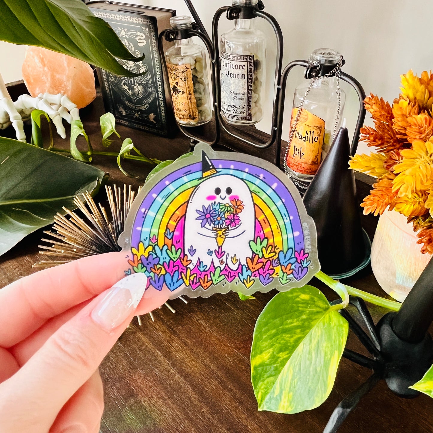 Transparent Rainbow Ghost Vinyl Sticker