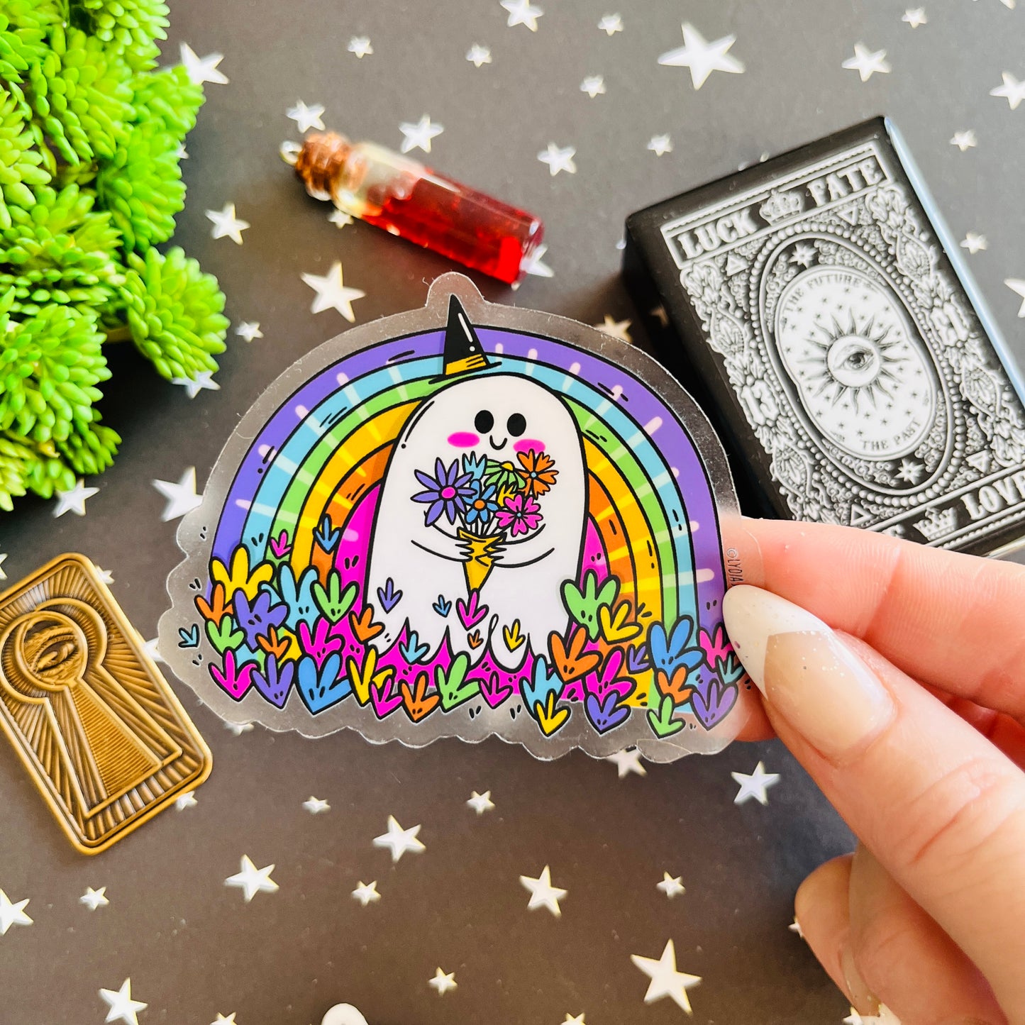 Transparent Rainbow Ghost Vinyl Sticker