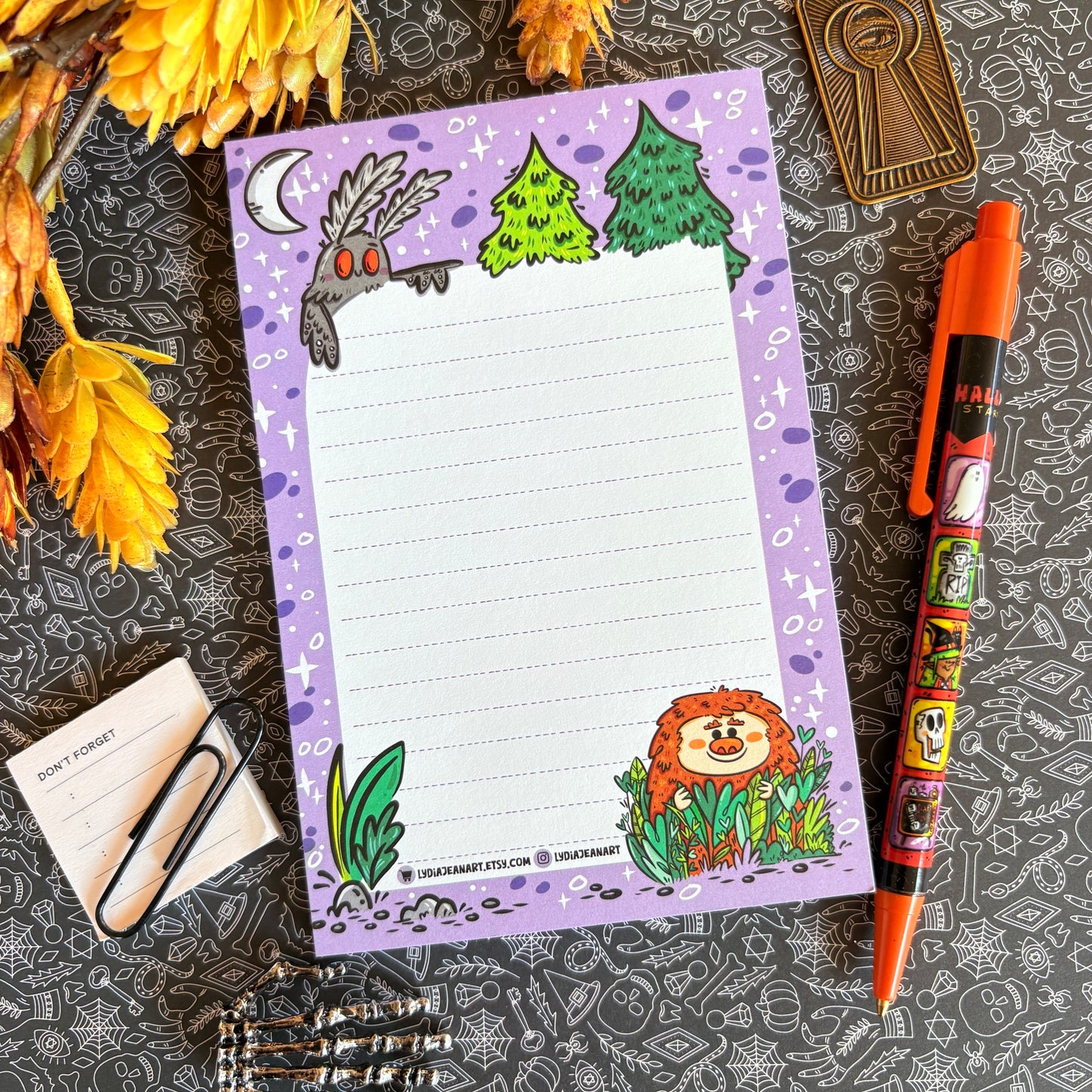 Cute Cryptid Notepad "Mothman & Bigfoot"