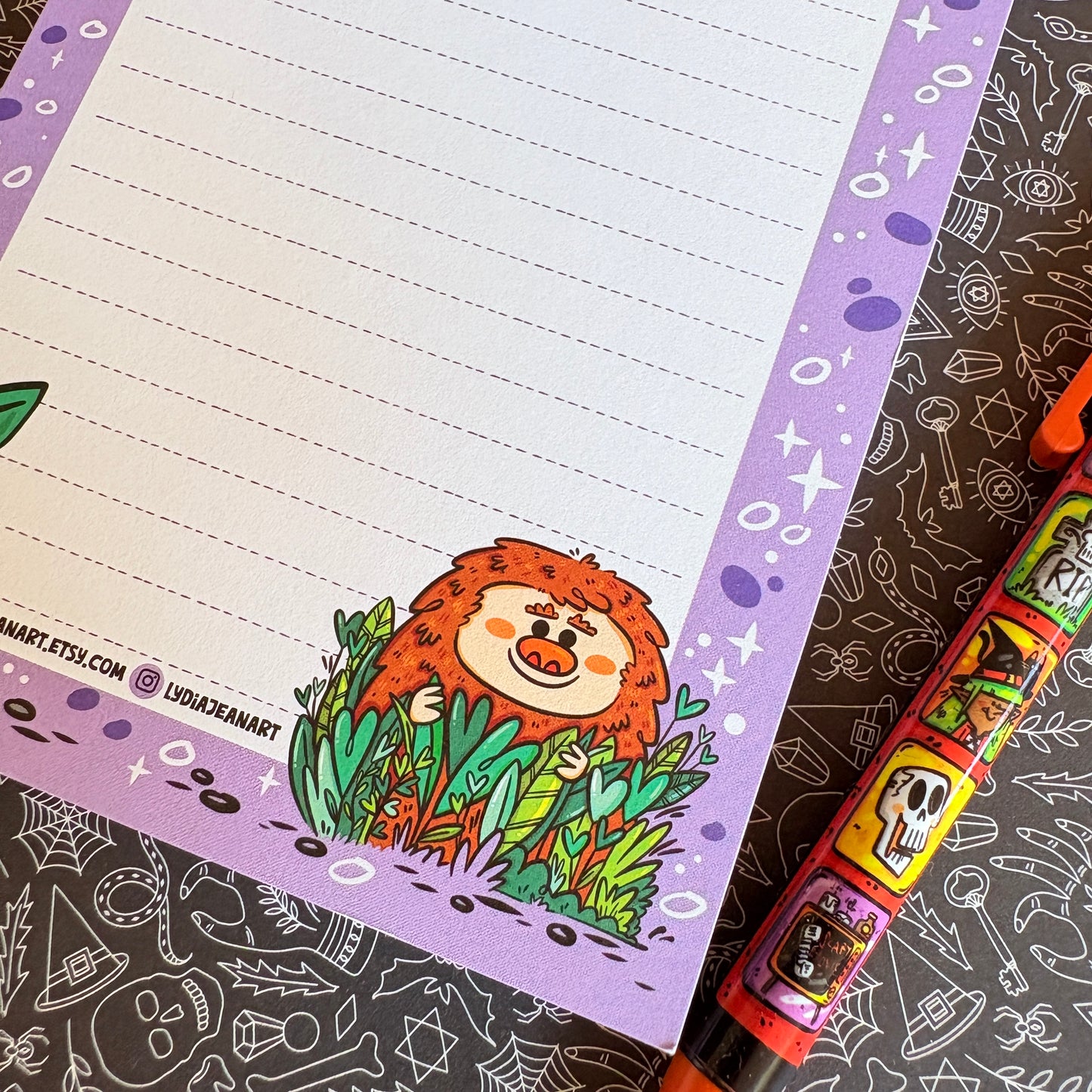 Cute Cryptid Notepad "Mothman & Bigfoot"