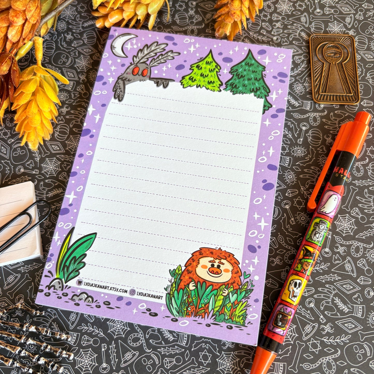 Cute Cryptid Notepad "Mothman & Bigfoot"