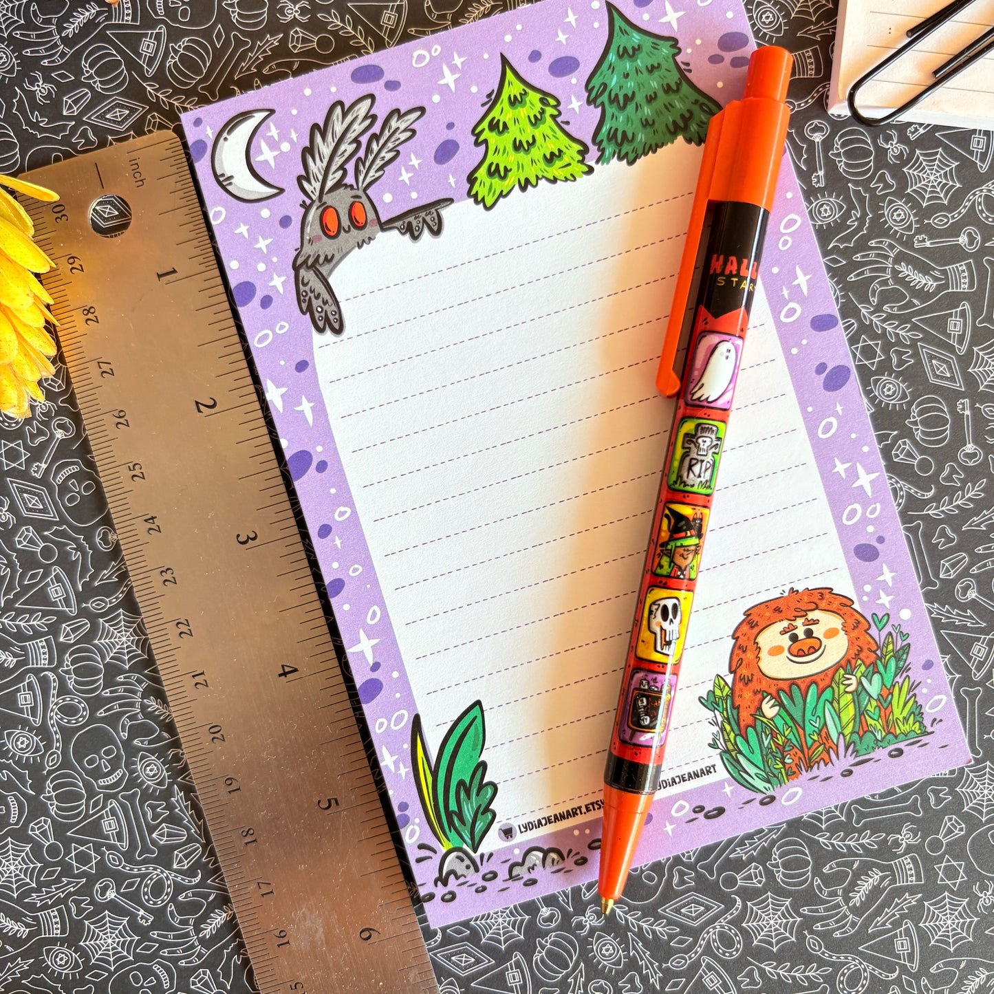 Cute Cryptid Notepad "Mothman & Bigfoot"