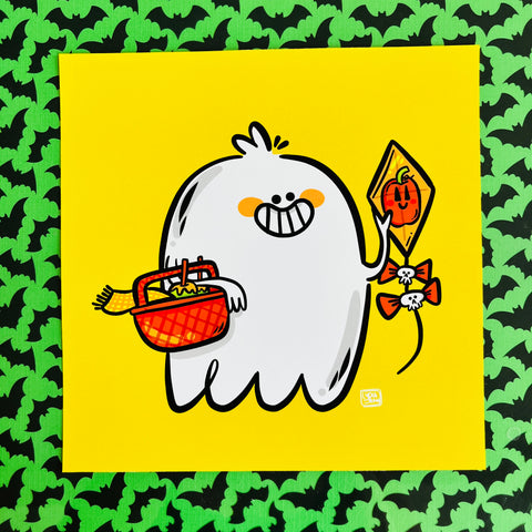 Hot Ghoul Summer Picnic Ghost Art Print