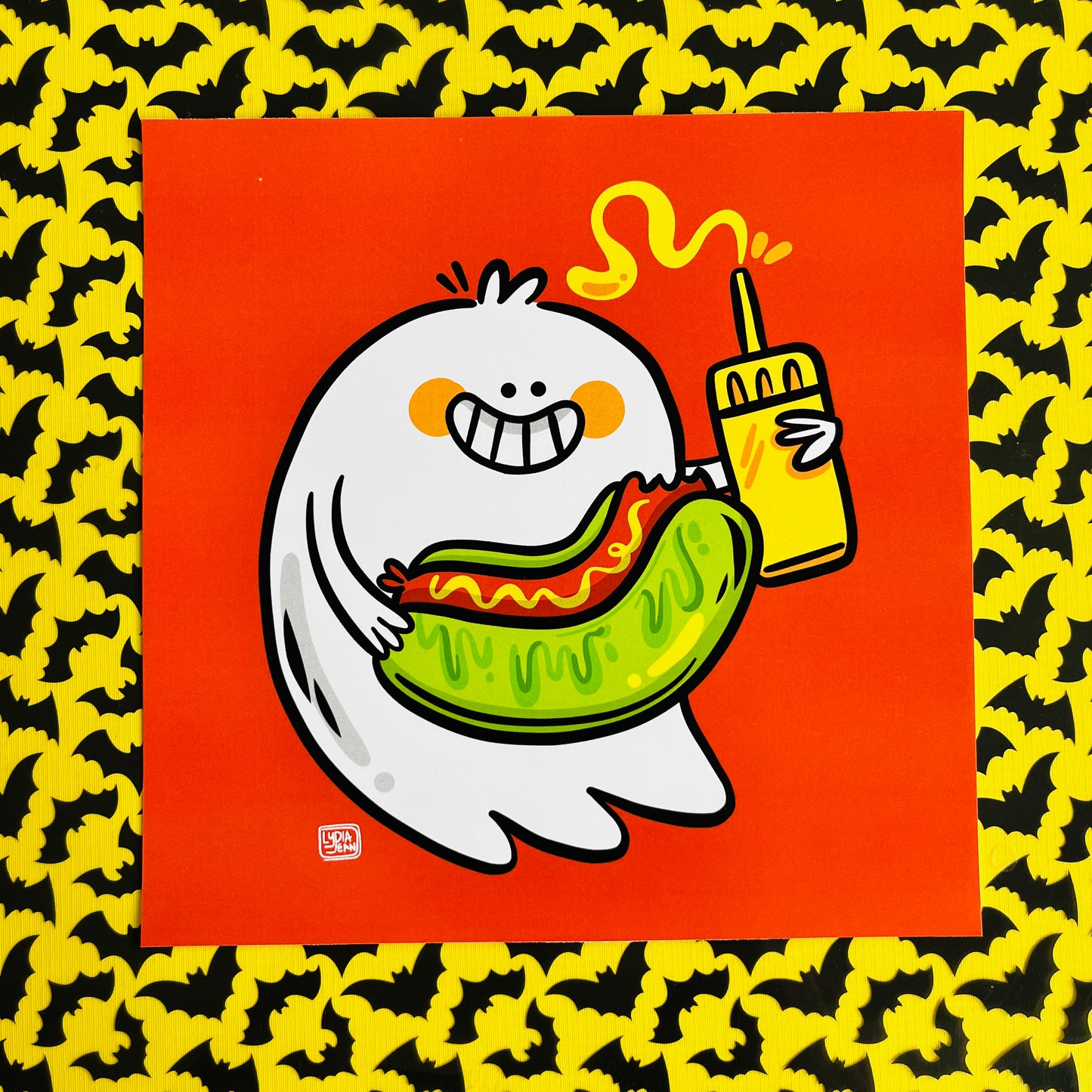 Hot Ghoul Summer Hot Dog Ghost Art Print