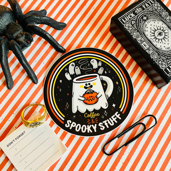 Coffee & Spooky Stuff Vinyl Sticker
