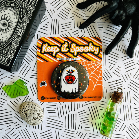 Ghostie and Pumpkin Blow Mold Button / Magnet