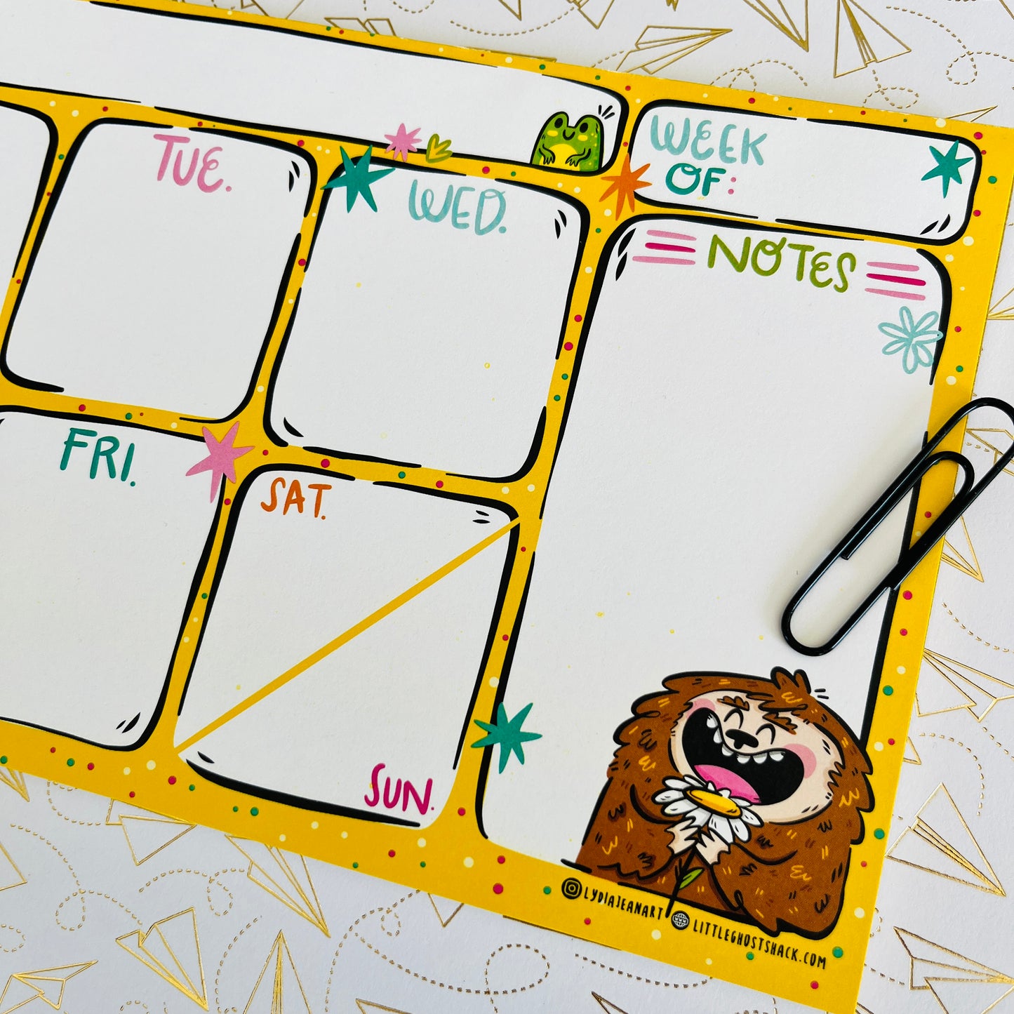 Springtime Bigfoot Weekly Planner Notepad