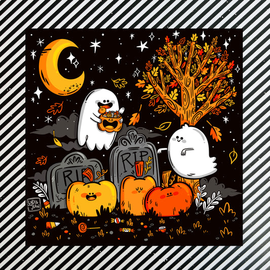 Graveyard Ghosties Art Print