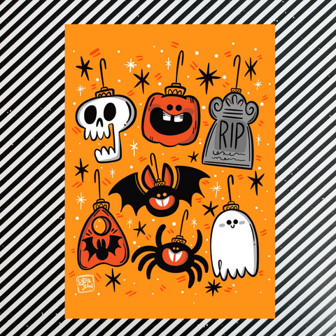 Spooky Creepmas Baubles Art Print