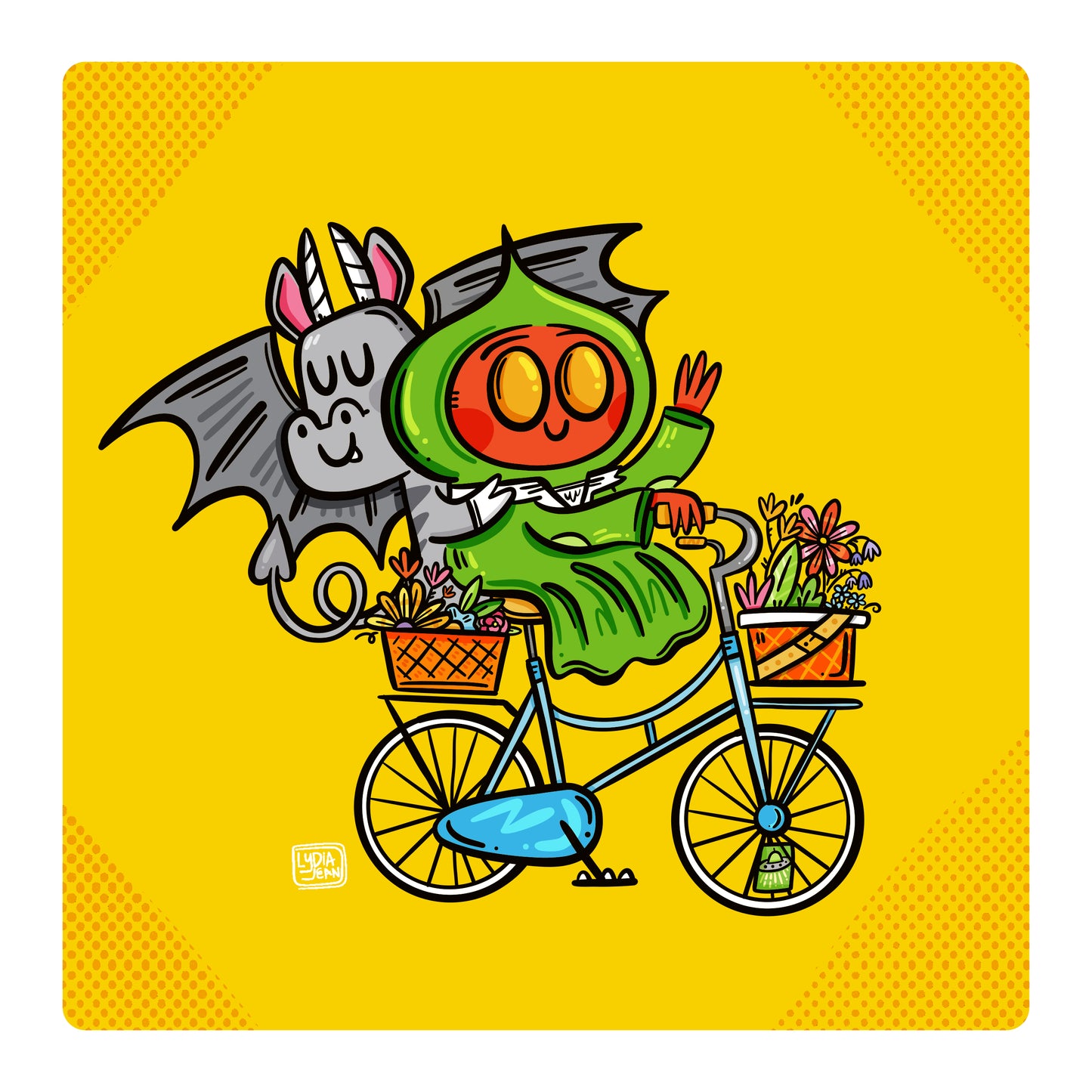 Braxie & Jersey Devil Springtime Cryptid Art Print