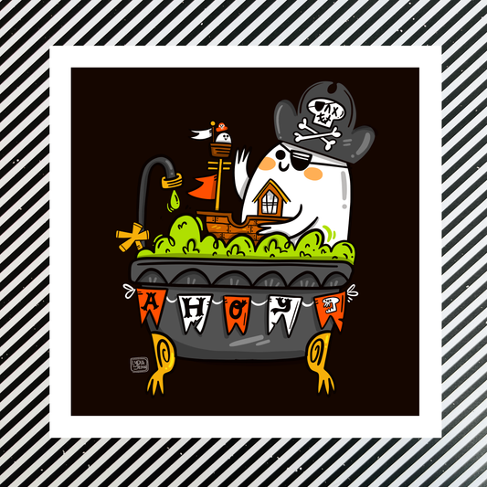 Haunted Pirate Bath Art Print