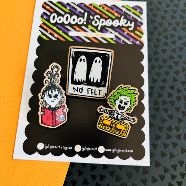 Ghost with the Most Wooden Lapel Pins
