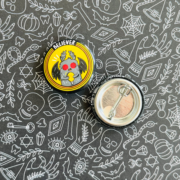 Mini Mothman Believer Button