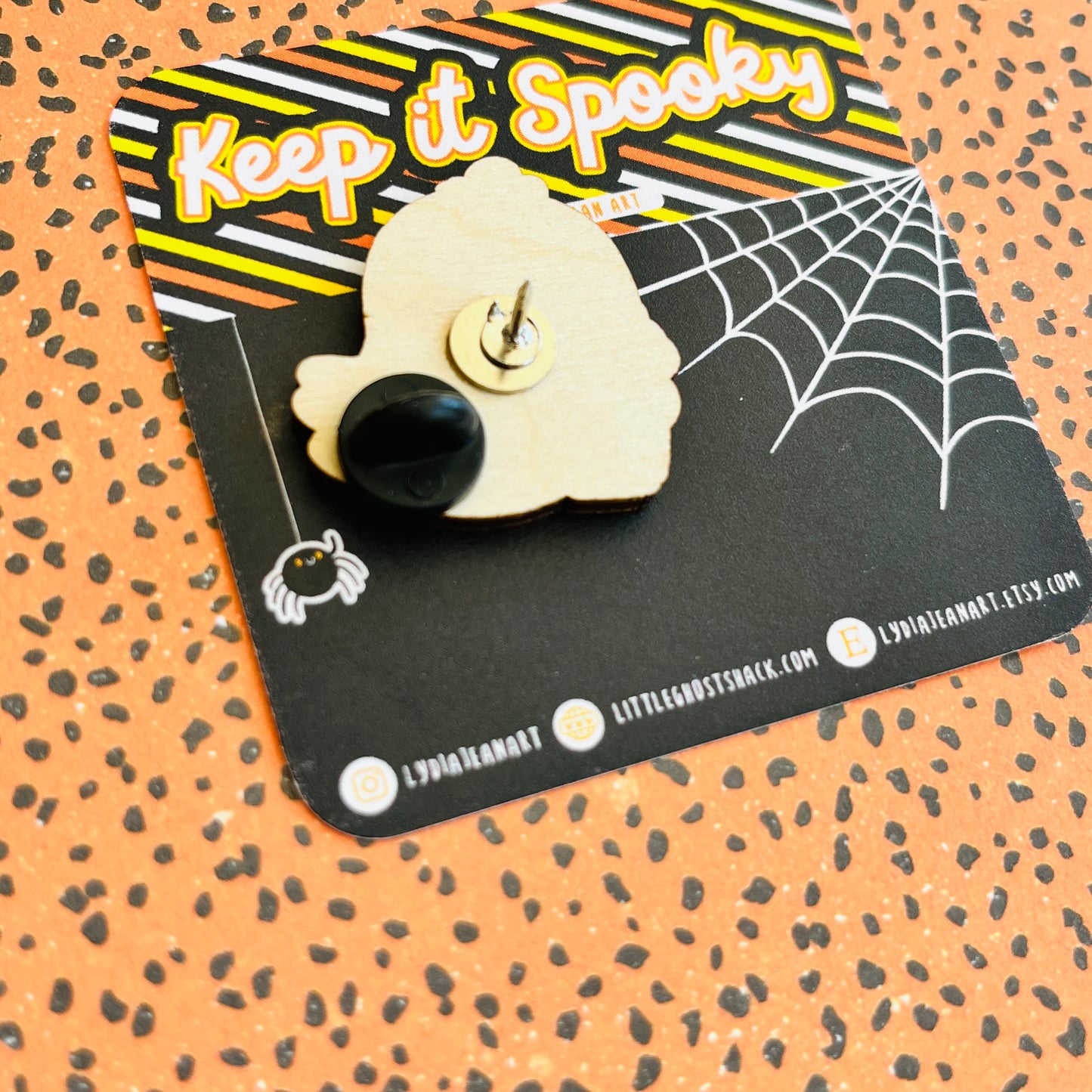 Pumpkin Spice Ghostie Wooden Pin