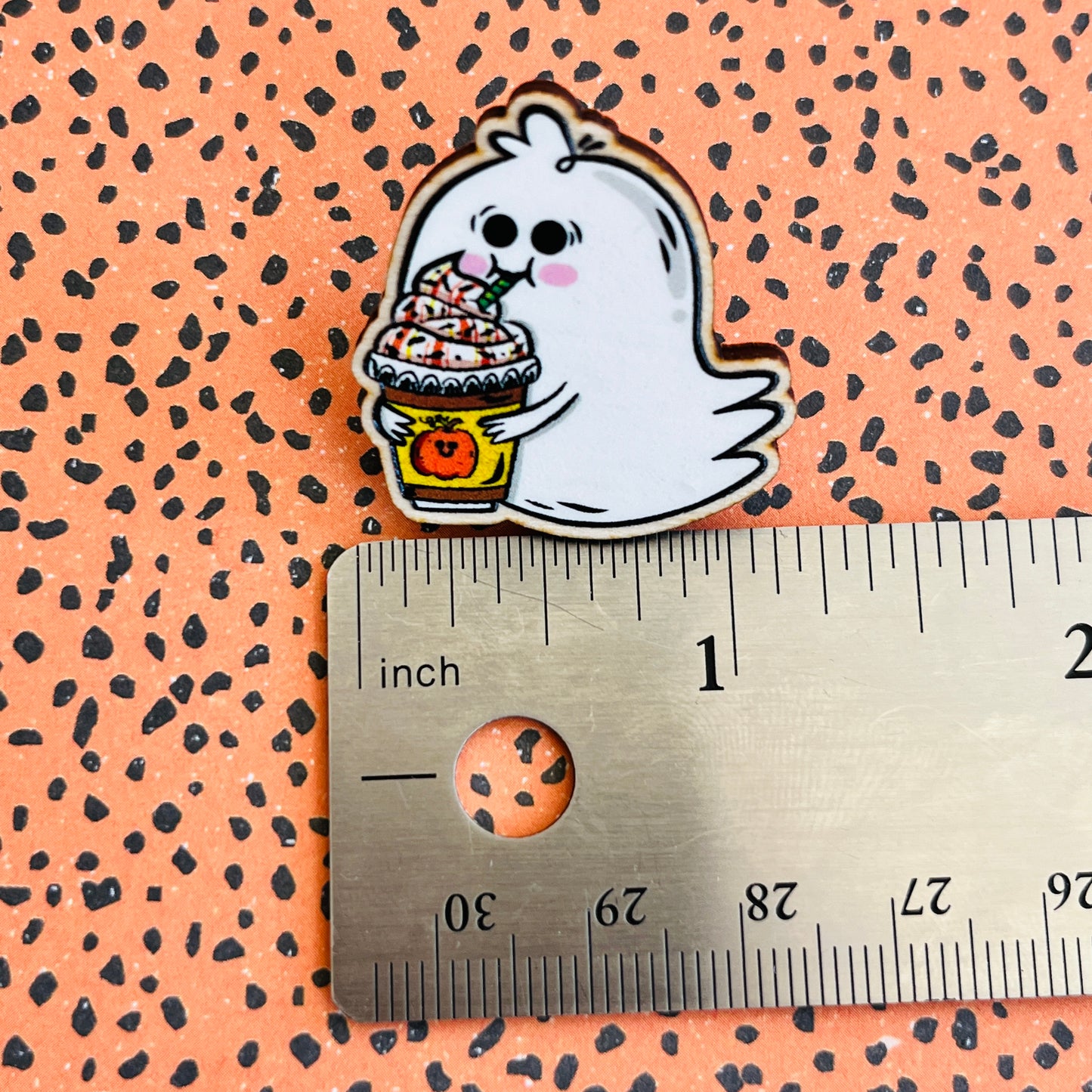 Pumpkin Spice Ghostie Wooden Pin