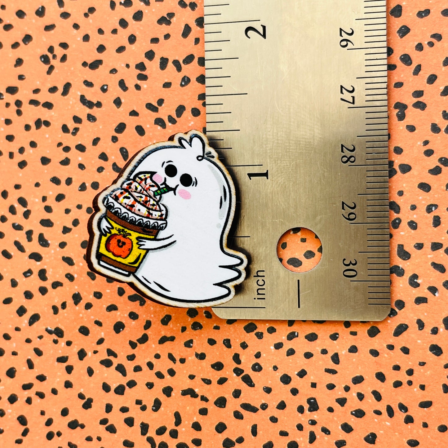 Pumpkin Spice Ghostie Wooden Pin