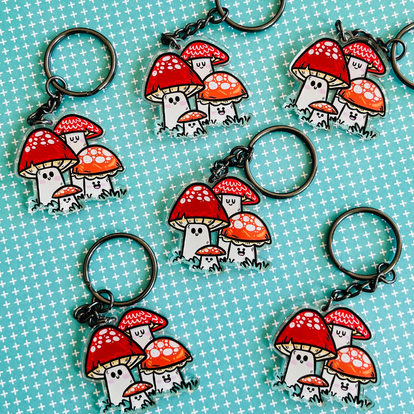 Happy Toadstools Keychain