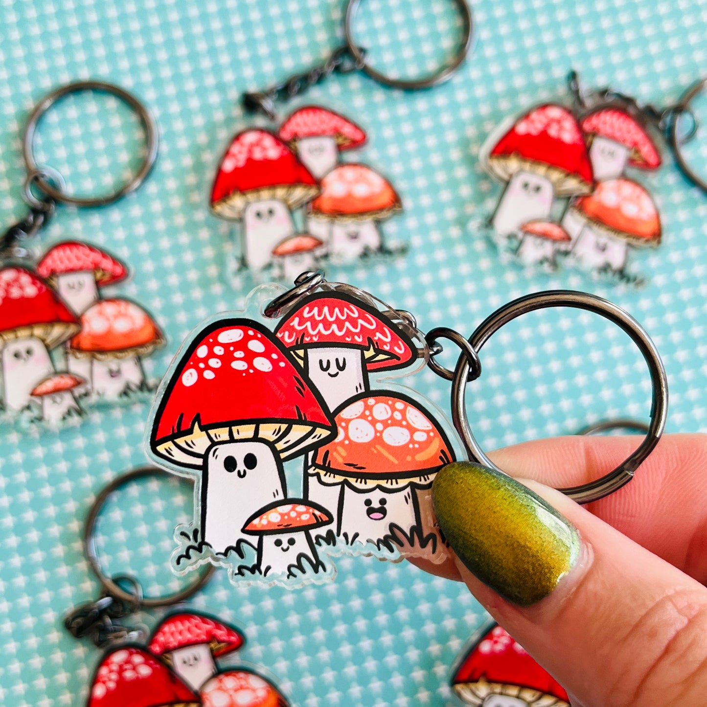 Happy Toadstools Keychain