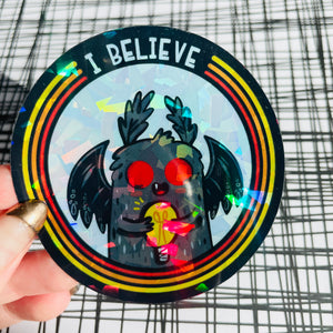 Holographic Mothman Believer Vinyl Sticker
