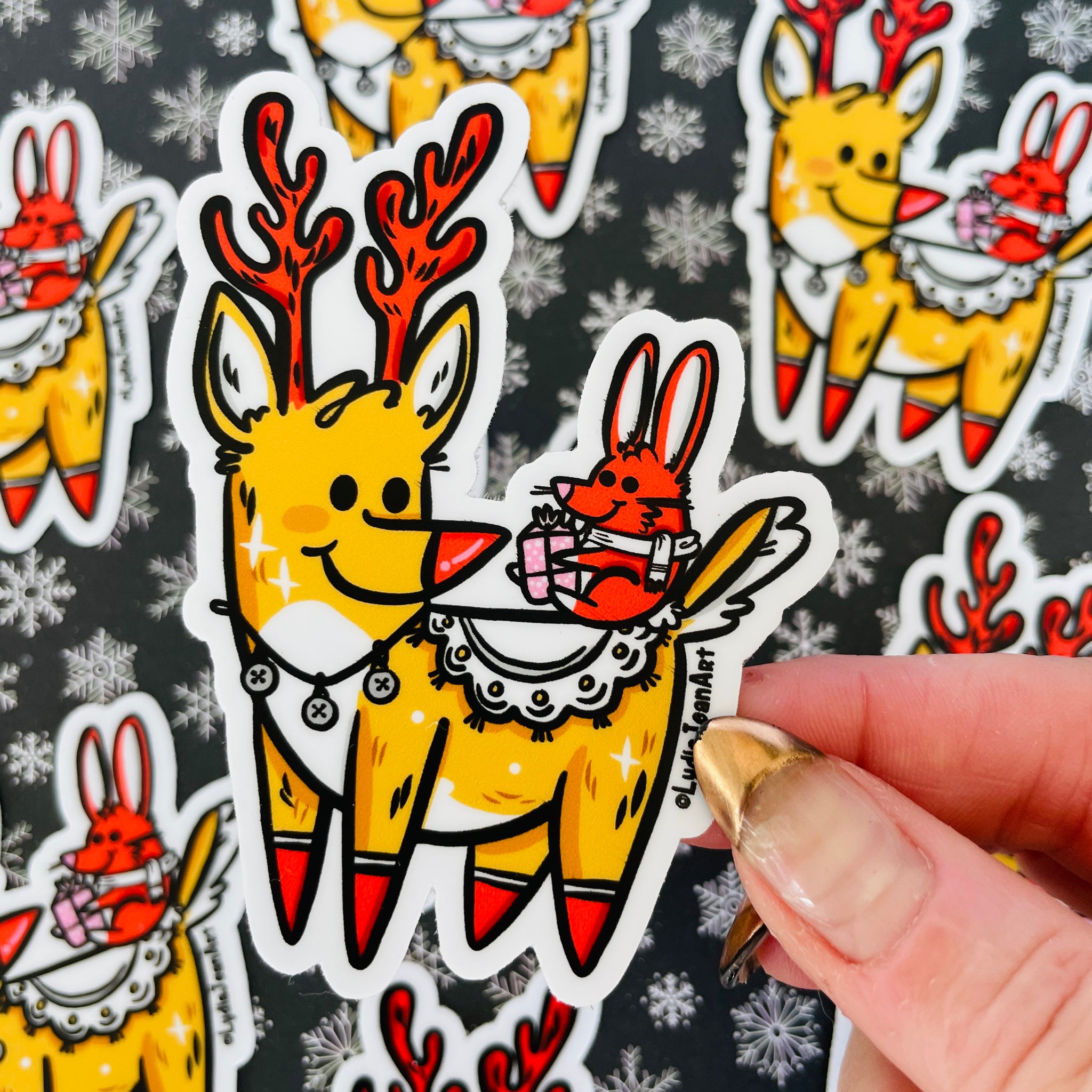 Red Nosed Reindeer Vinyl Sticker