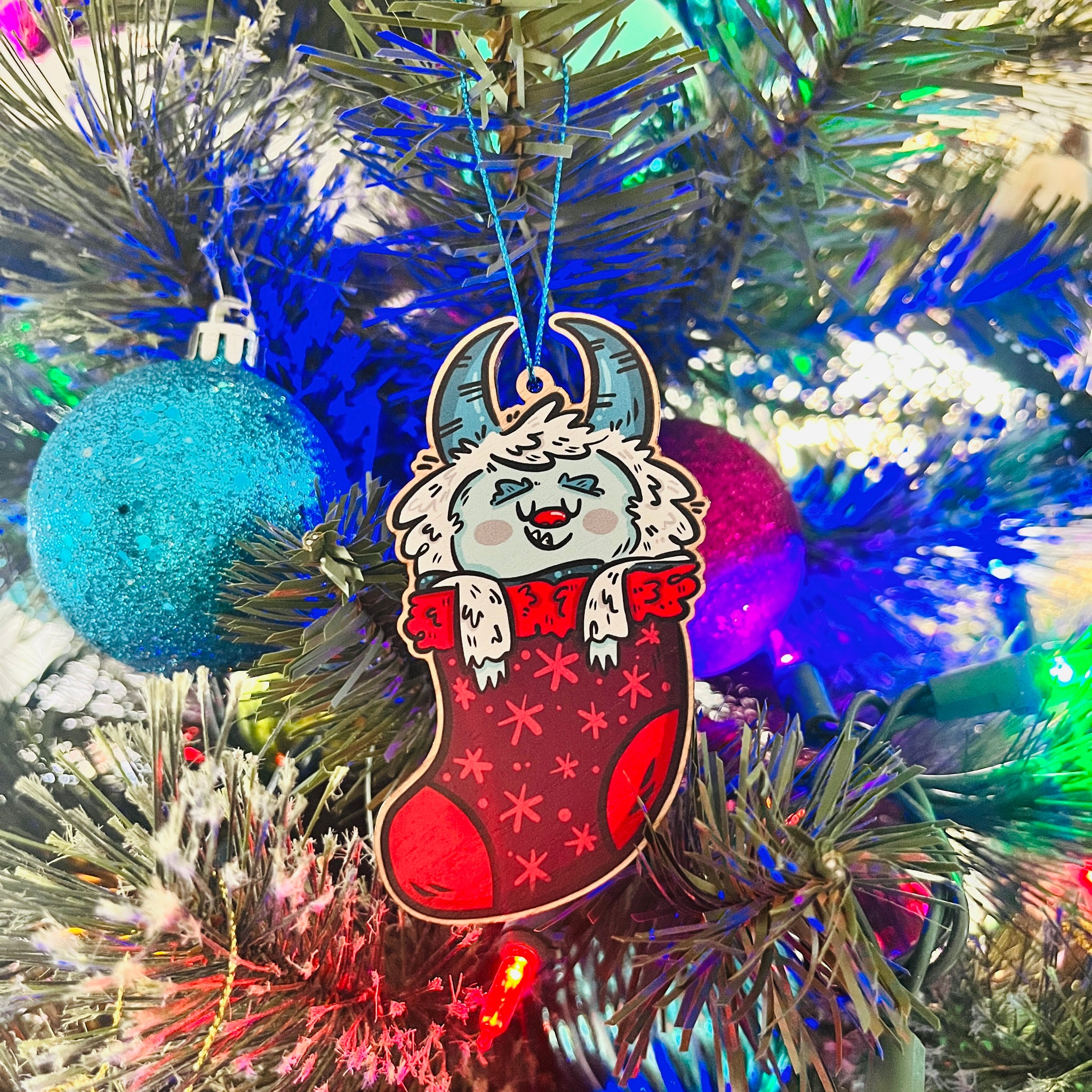 Stocking Yeti Holiday Ornament