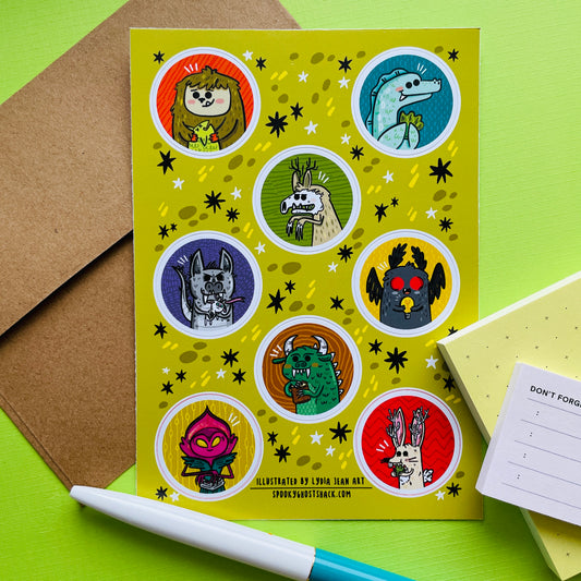 Creepy Cute Cryptids Sticker Sheet